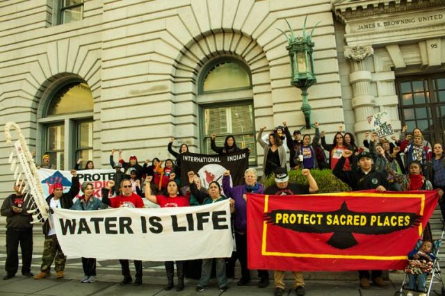 Indigenous Nations rallied to protect Medecine Lake from industial sacle Geothermal desecration. California, march 2015. Source :http://bsnorrell.blogspot.ca